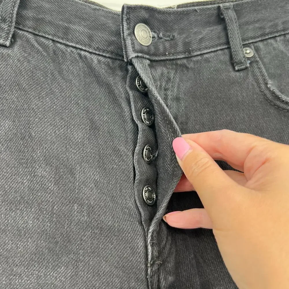We The Free Women’s Size 25 Black Denim Crop Distressed Jeans Raw Hem Hi-Rise
